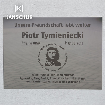 lasergraviertes selbstklebendes Edelstahl-Schild mit Text und Grafik