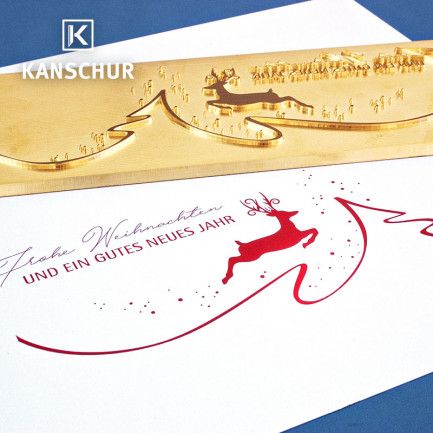 gravierte Heissfolien-Prägestempel und Klischees aus Messing für Papierprägungen und Lederprägungen